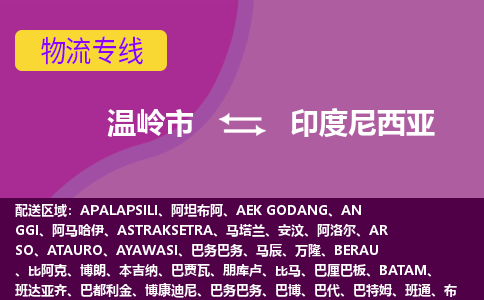 溫嶺市到印度尼西亞海運(yùn)，溫嶺市到印度尼西亞空運(yùn)公司，溫嶺市到印度尼西亞物流專線